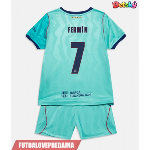 Lacne Dětský Futbalové dres Barcelona Fermin Lopez #7 2026-27 Krátky Rukáv - Tretina (+ trenírky)